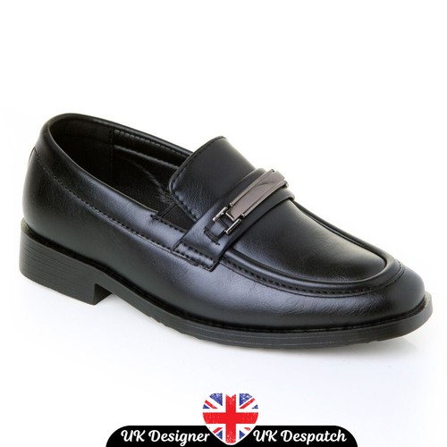 Boys black formal shoes slip - black,